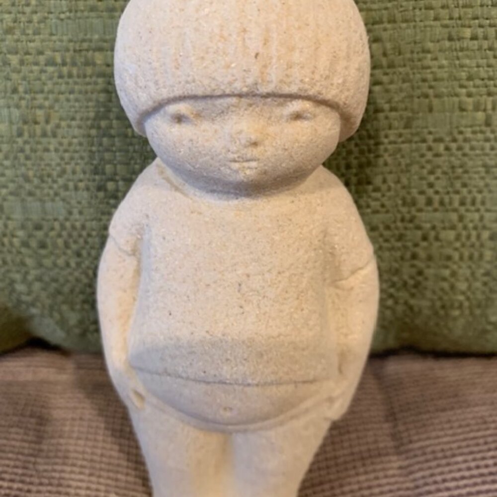 Stone Carved Child Standing Figurine New w Gift Pouch